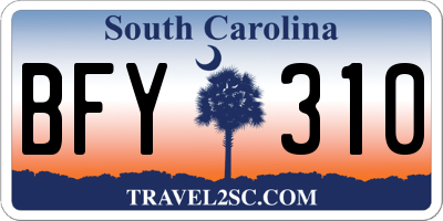 SC license plate BFY310