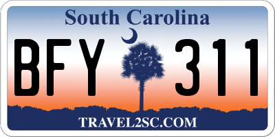 SC license plate BFY311