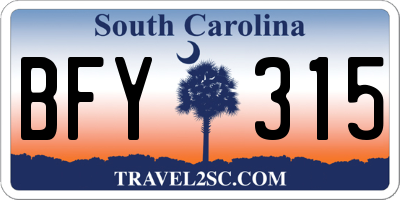 SC license plate BFY315