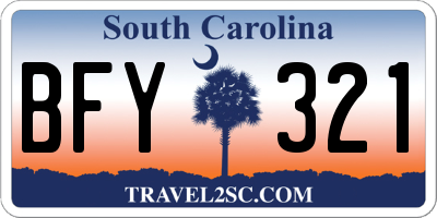 SC license plate BFY321