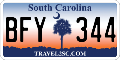 SC license plate BFY344