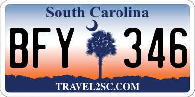 SC license plate BFY346