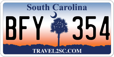SC license plate BFY354
