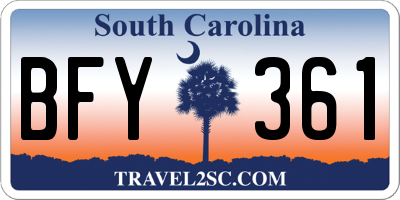 SC license plate BFY361