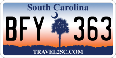 SC license plate BFY363