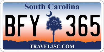 SC license plate BFY365