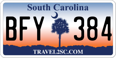 SC license plate BFY384