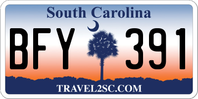 SC license plate BFY391