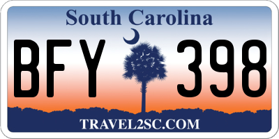 SC license plate BFY398