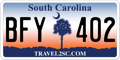 SC license plate BFY402