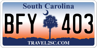 SC license plate BFY403