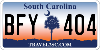 SC license plate BFY404