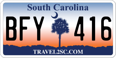 SC license plate BFY416