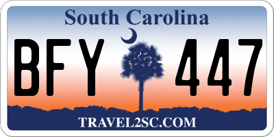SC license plate BFY447