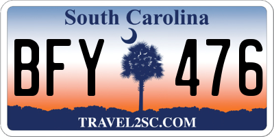 SC license plate BFY476