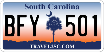SC license plate BFY501