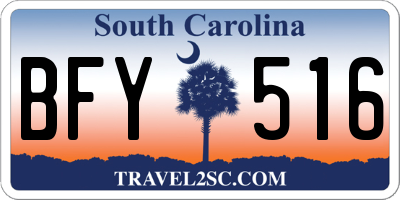 SC license plate BFY516