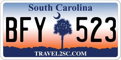 SC license plate BFY523