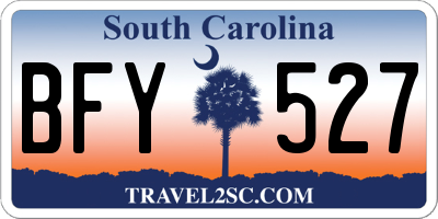 SC license plate BFY527
