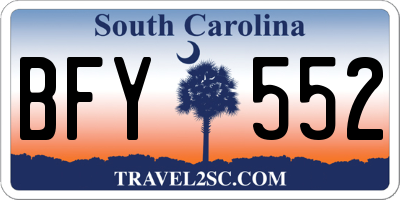 SC license plate BFY552