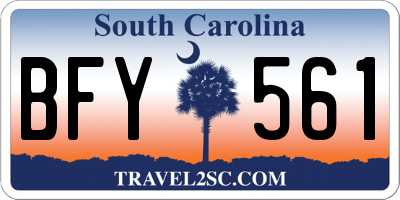SC license plate BFY561