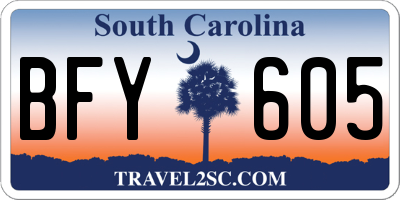SC license plate BFY605