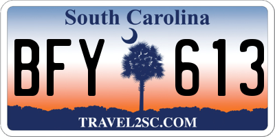 SC license plate BFY613