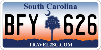 SC license plate BFY626