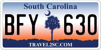 SC license plate BFY630