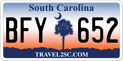 SC license plate BFY652