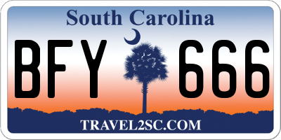 SC license plate BFY666