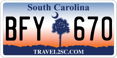 SC license plate BFY670