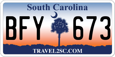SC license plate BFY673