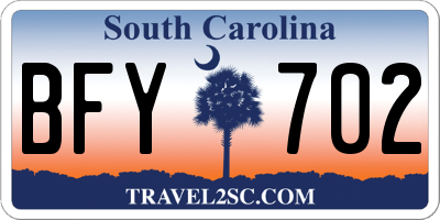 SC license plate BFY702