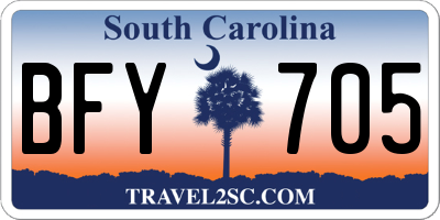 SC license plate BFY705