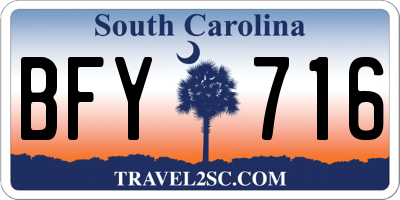 SC license plate BFY716