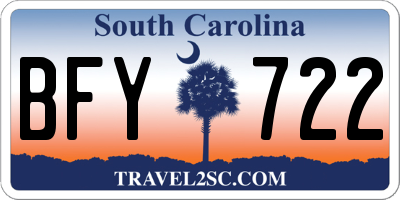 SC license plate BFY722