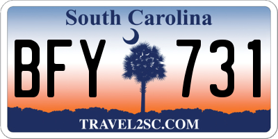 SC license plate BFY731