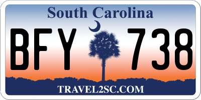 SC license plate BFY738