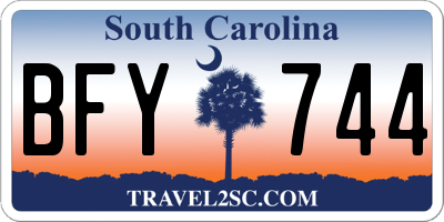 SC license plate BFY744