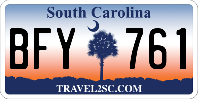 SC license plate BFY761