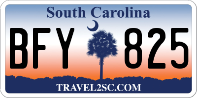 SC license plate BFY825