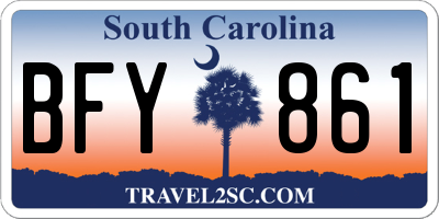SC license plate BFY861
