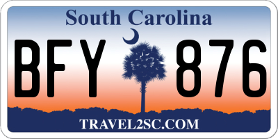 SC license plate BFY876
