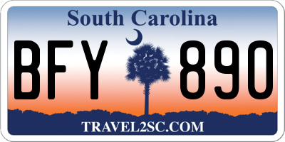 SC license plate BFY890