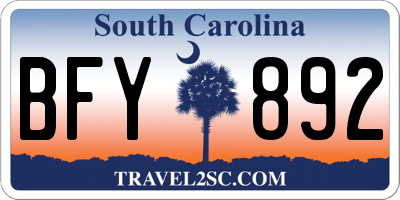 SC license plate BFY892
