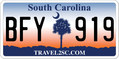 SC license plate BFY919