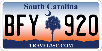 SC license plate BFY920