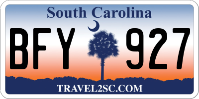 SC license plate BFY927