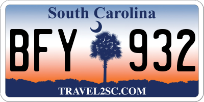 SC license plate BFY932